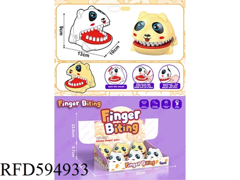 BITE HAND PANDA, YELLOW/WHITE 6PCS