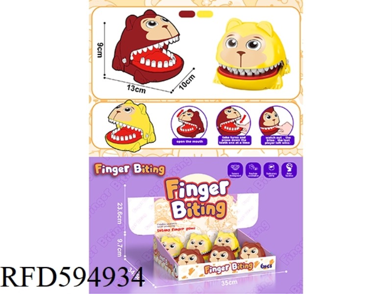 BITE HAND MONKEY, YELLOW/DARK BROWN 6PCS