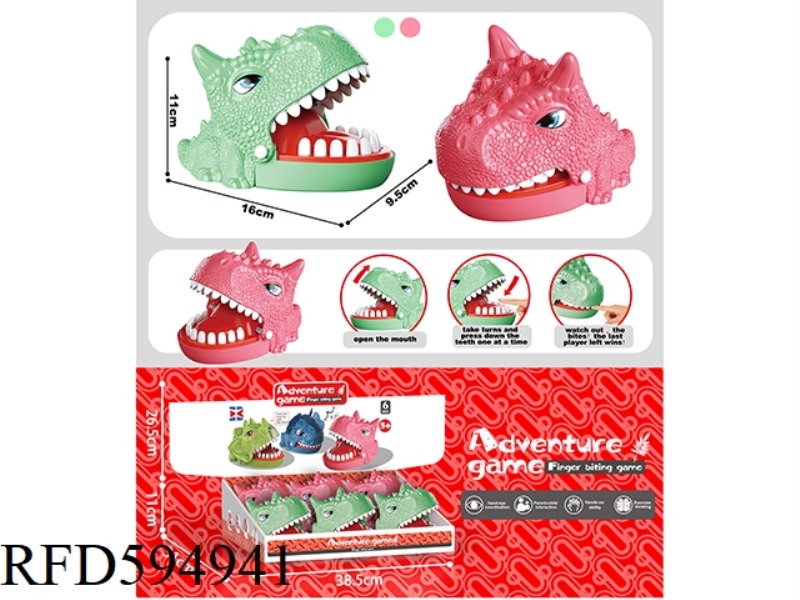 BITE HAND HORN DRAGON, GREEN/PINK 6PCS