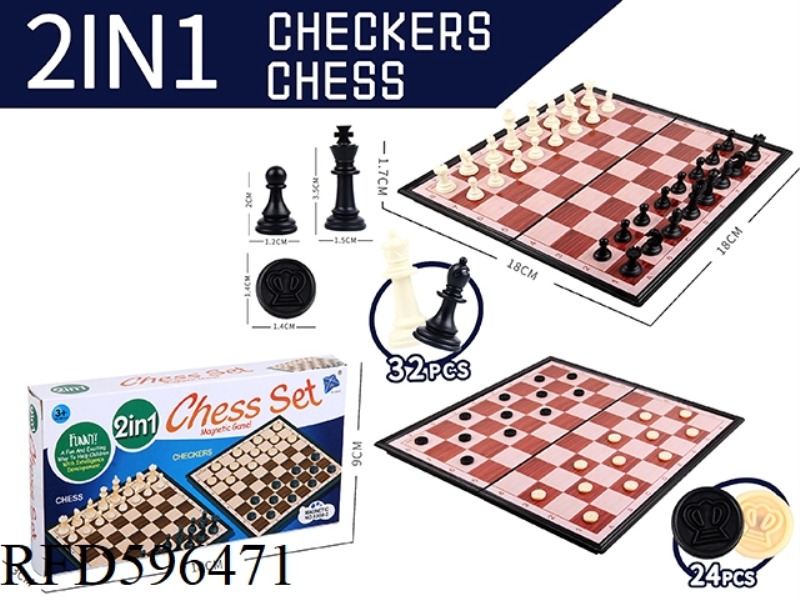 NATIONAL STANDARD CHESS, CHECKERS 2-IN-1 (MAGNETIC)