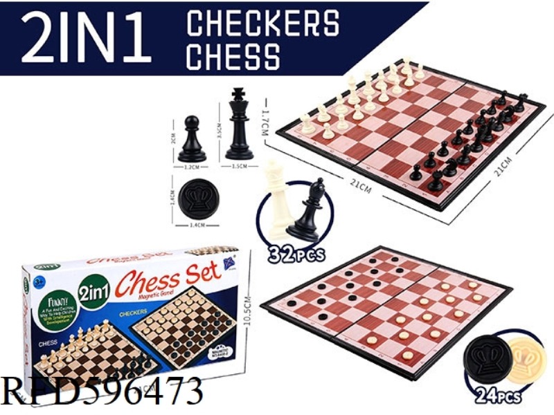 NATIONAL STANDARD CHESS, CHECKERS 2-IN-1 (MAGNETIC)