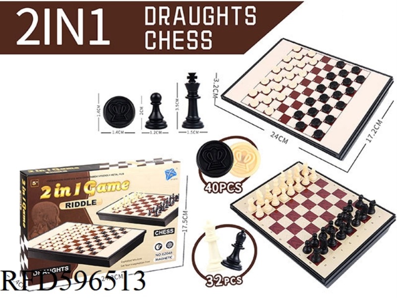 IN CHESS AND CHECKERS (TWO IN ONE WITH MAGNETISM)