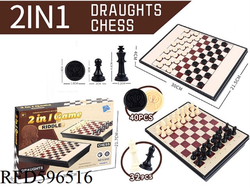 INTERNATIONAL CHESS, CHECKERS (2-IN-1 WITH MAGNETIC)