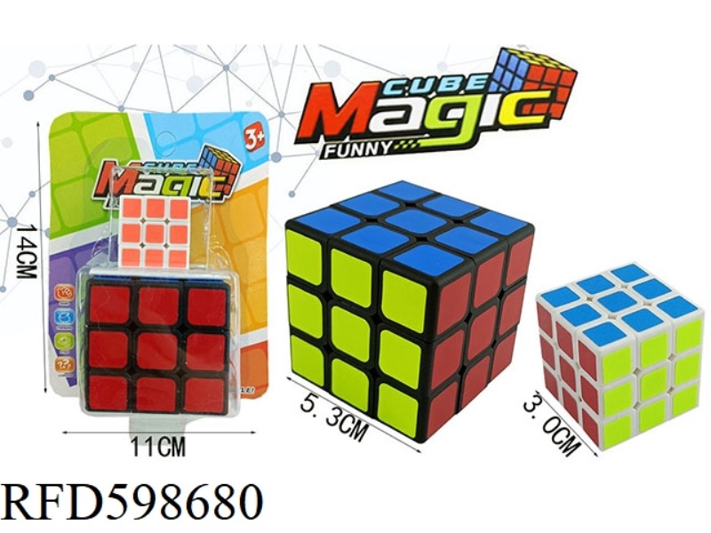 5.3 6-COLOR FLUORESCENT FROSTED RUBIK'S CUBE WITH HOLE ON BLACK BACKGROUND +3.0 6-COLOR FLUORESCENT