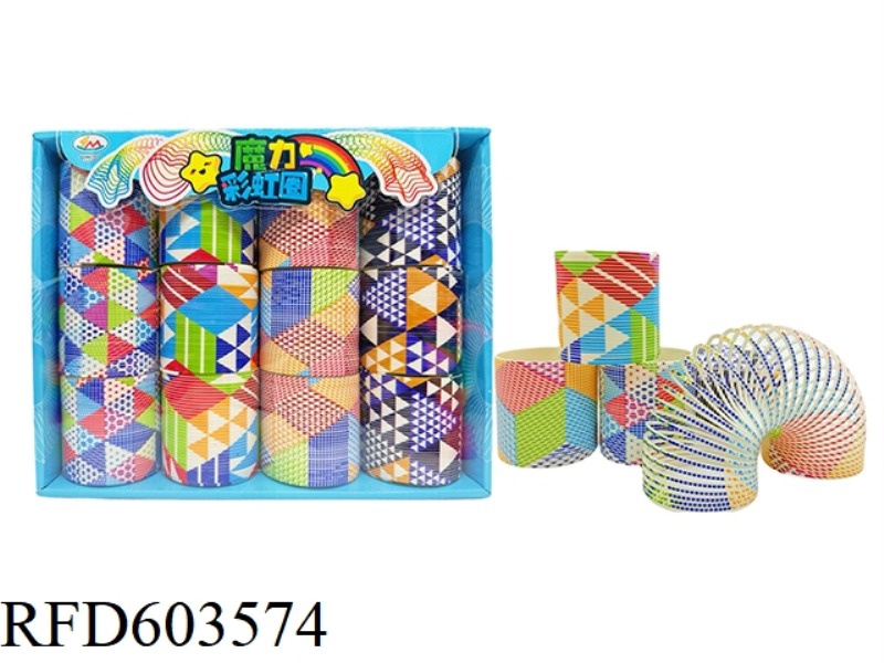 WHITE GEOMETRIC PATTERN RAINBOW CIRCLE 12PCS