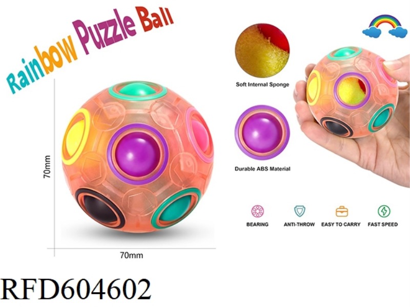 PINK GLOW-IN-THE-DARK GLOW MAGIC RAINBOW BALL RELIEF PUZZLE TOY