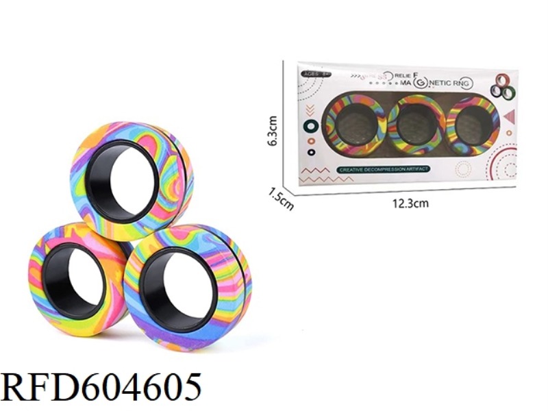CROSS-BORDER EXPLOSIVE STRIPE MAGNETIC RING DECOMPRESSION TOY
