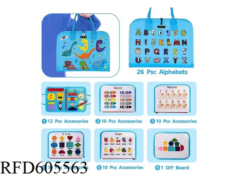 MONTOESSORI QUIET BOOK EARLY EDUCATION COGNITIVE LEARNING FELT BOARD (DINOSAUR)