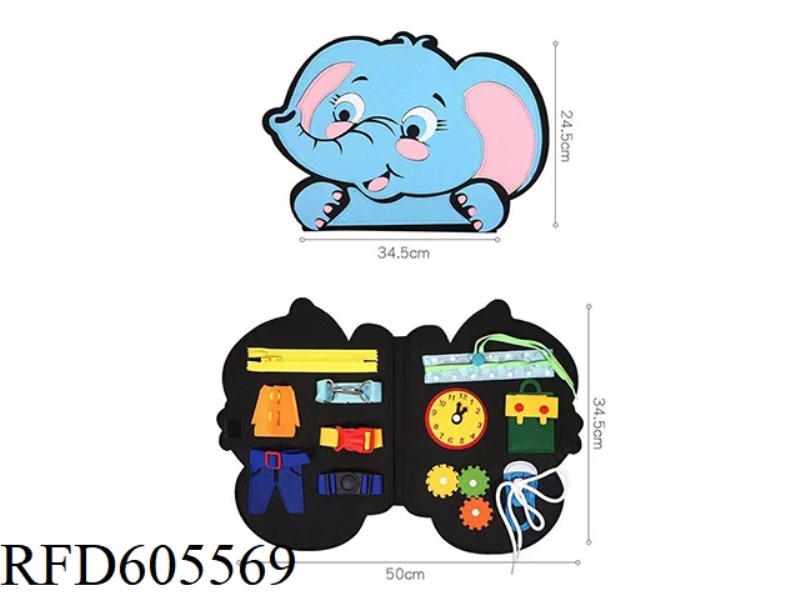 MONTOESSORI QUIET BOOK EARLY EDUCATION COGNITIVE LEARNING FELT BOARD (ELEPHANT)