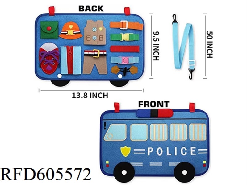 MONTOESSORI QUIET BOOK EARLY EDUCATION COGNITIVE LEARNING FELT BOARD (POLICE CAR) DIAGONAL SPAN