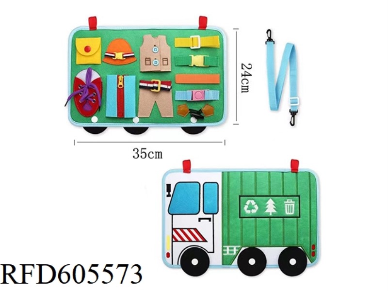 MONTOESSORI QUIET BOOK EARLY EDUCATION COGNITIVE LEARNING FELT BOARD (RECYCLING CAR) DIAGONAL SPAN