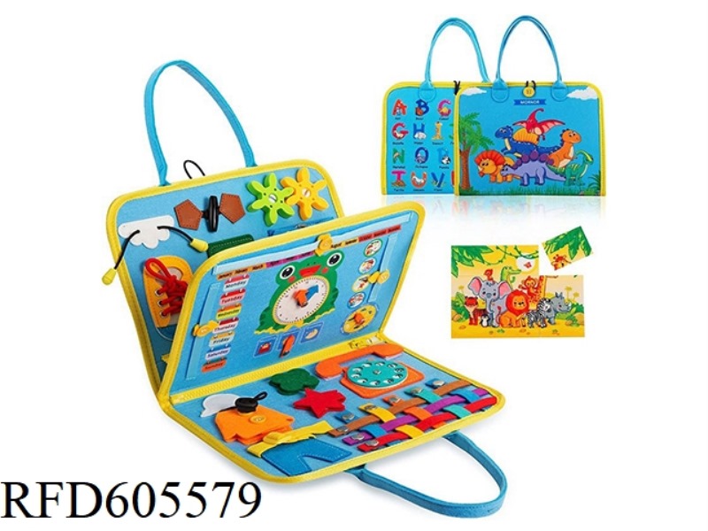 MONTOESSORI QUIET BOOK EARLY EDUCATION COGNITIVE LEARNING FELT BOARD (DINOSAUR PUZZLE FROG)
