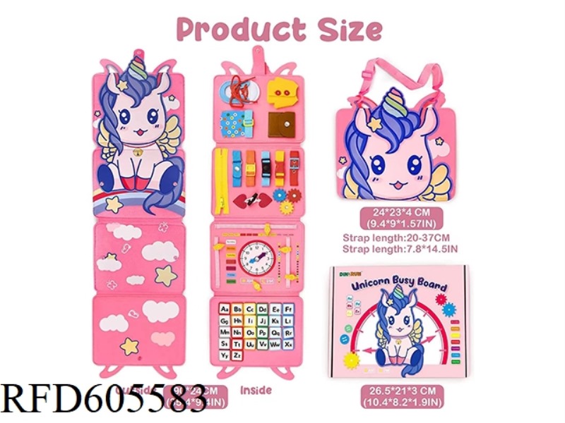 MONTOESSORI QUIET BOOK EARLY EDUCATION COGNITIVE LEARNING FELT BOARD (UNICORN)