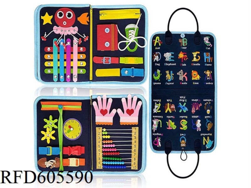 MONTOESSORI QUIET BOOK EARLY EDUCATION COGNITIVE LEARNING FELT BOARD (ANIMAL ALPHABET)