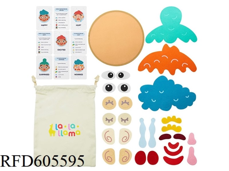 MONTOSORI EARLY EDUCATION COGNITIVE LEARNING FACIAL EXPRESSION JIGSAW PUZZLE FELT BOARD BUSY BOARD