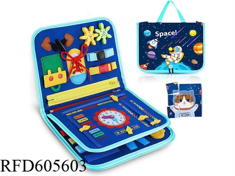 MONTOESSORI EARLY EDUCATION COGNITIVE LEARNING GAMES FELT BOARD BUSY BOARD STRAP (ASTRONAUT)