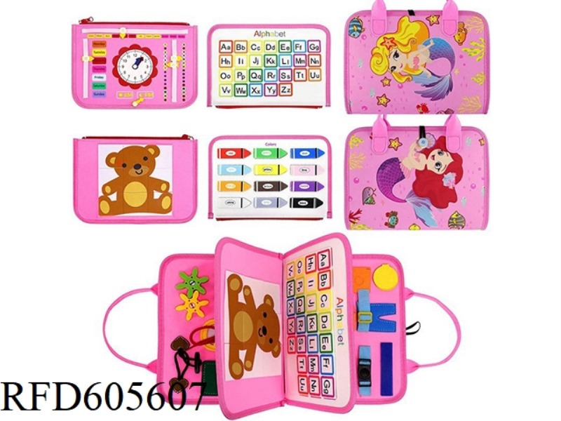 MONTOESSORI EARLY EDUCATION COGNITIVE LEARNING GAME FELT BOARD BUSY BOARD (TEDDY BEAR PUZZLE MERMAID