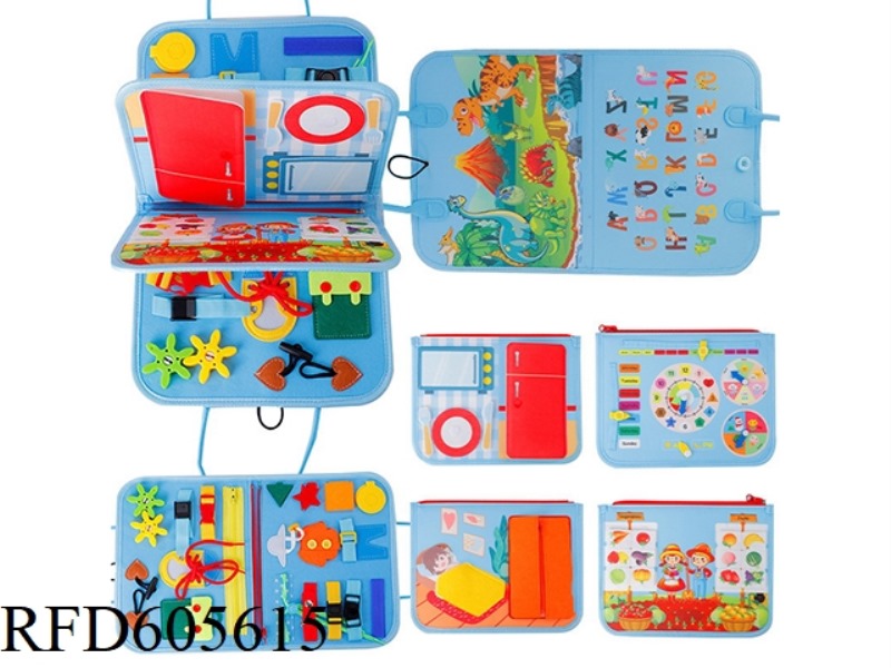 MONTOESSORI EARLY EDUCATION COGNITIVE LEARNING GAMES FELT BOARD BUSY BOARD (VOLCANO DINOSAUR)