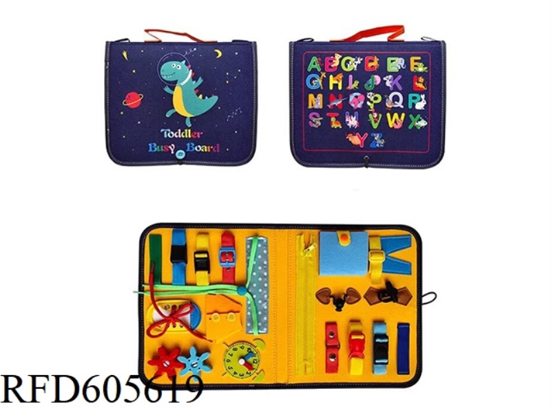 MONTOESSORI EARLY EDUCATION COGNITIVE LEARNING GAMES FELT BOARD BUSY BOARD (DINOSAUR)