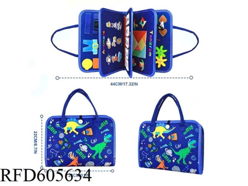 MONTOESSORI EARLY EDUCATION COGNITIVE LEARNING GAME FELT BOARD BUSY BOARD (BLUE DINOSAUR TANGRAM PUZ