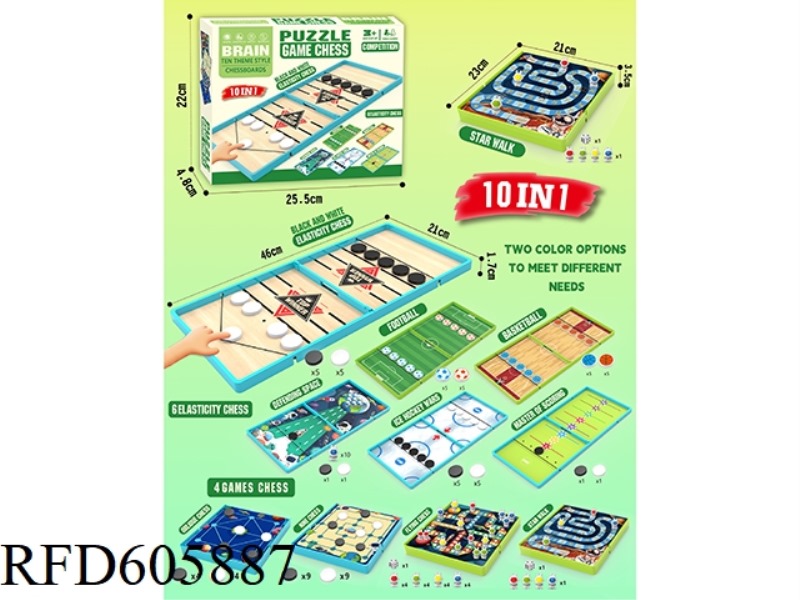 PUZZLE BOARD GAME CHESS 10 IN 1