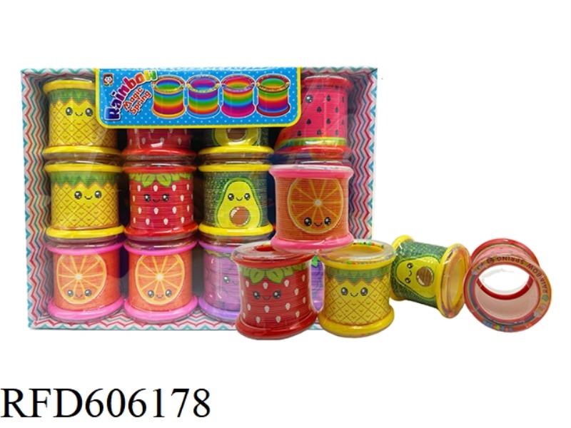 FRUIT PATTERN RATTLE RAINBOW RING 12PCS