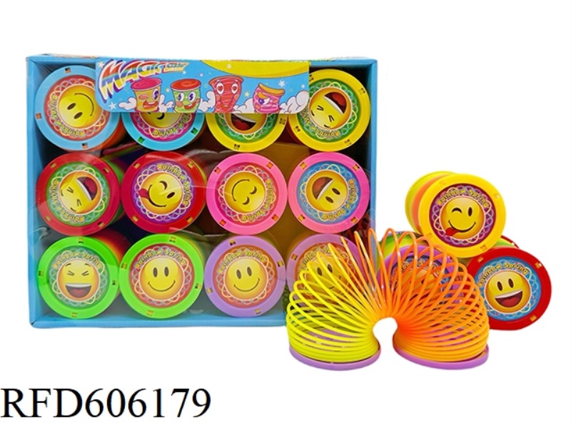 SMILEY FACE WITH COVER RAINBOW RING 12PCS