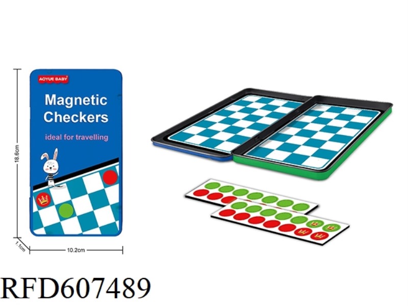 INTERNATIONAL CHECKERS MAGNETIC IRON BOX
