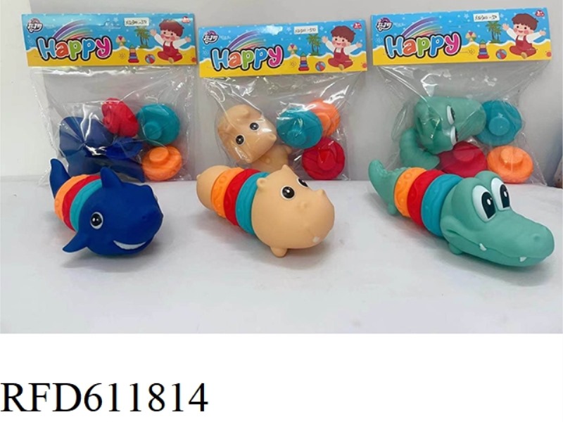 SPLICING CROCODILE, HIPPOPOTAMUS, SHARK, THREE MIXED OUTFITS