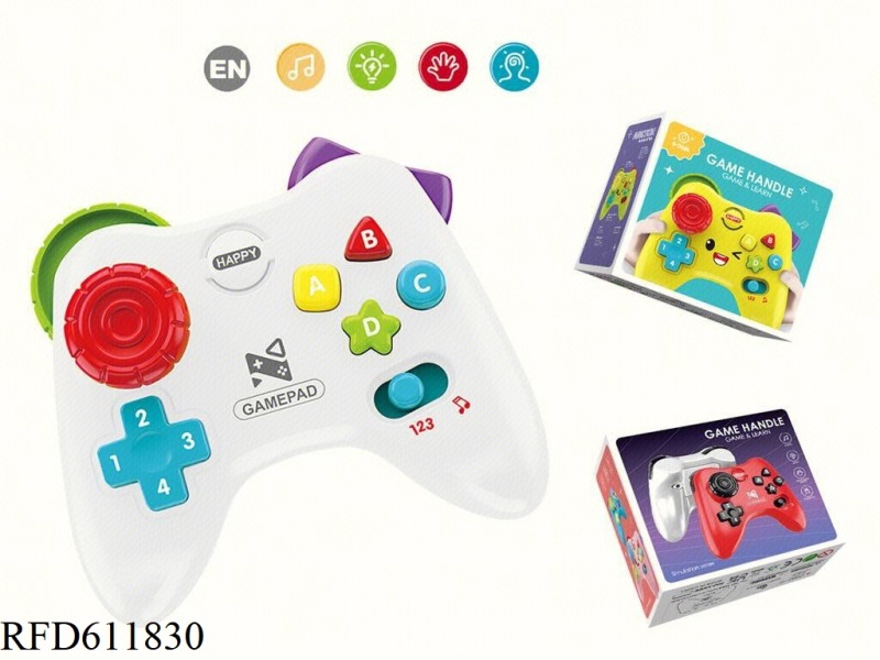 SIMULATED GAME CONTROLLER WITH LIGHTING AND MUSIC (ENGLISH, WHITE CARTOON VERSION)