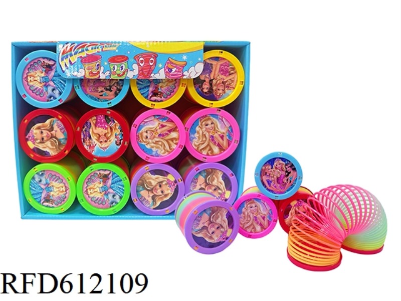 BARBIE PATTERN WITH LID RAINBOW RING 12PCS