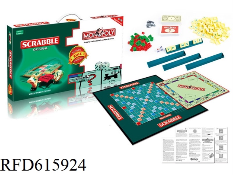 SCRABBLE MONOPOLY 2 IN 1