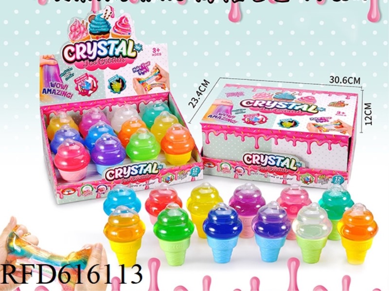 SLIME ICE CREAM CONE 12 COLOR CLEAR CRYSTAL PUREE