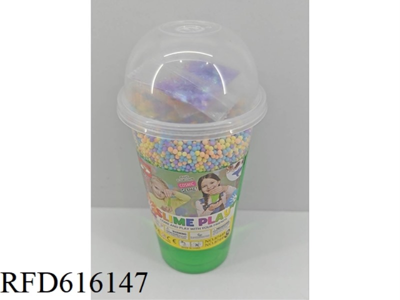 SLIME CUP 350G CLEAR CRYSTAL CLAY + FOAM PARTICLES + ACCESSORIES 2 PACKS DISPLAY COLOR BOX (6 CANS)