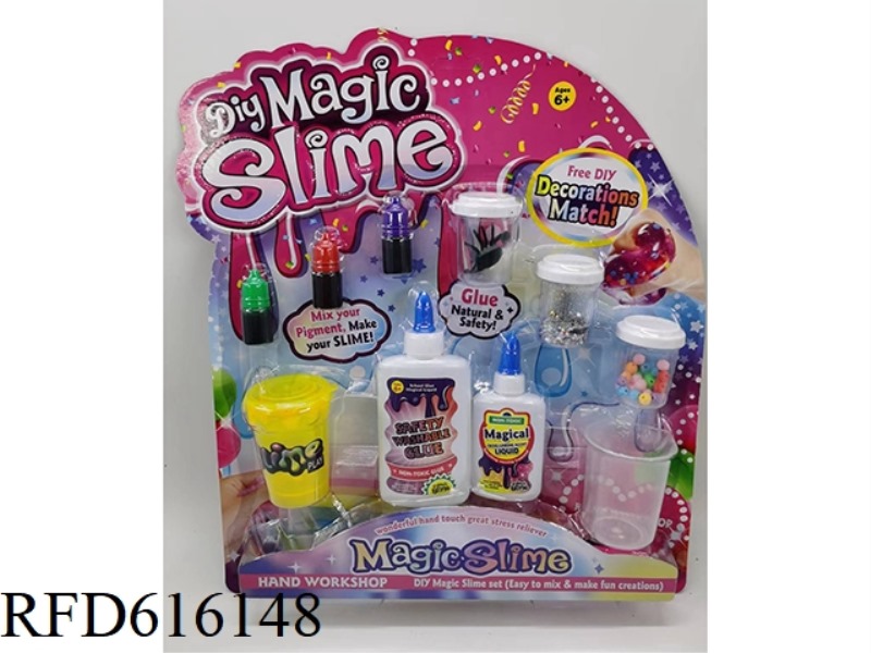 DIY SLIME CRYSTAL MUD 125ML GLUE +60ML CROSSLINKER +3 ACCESSORIES (OCEAN) RANDOM MIX +3 PIGMENT +1 M