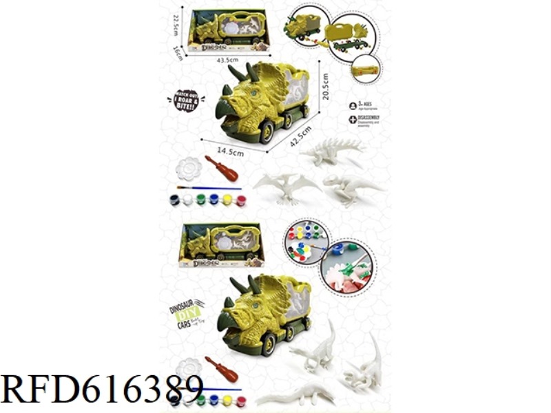 DIY Triceratops with painted dinosaurs