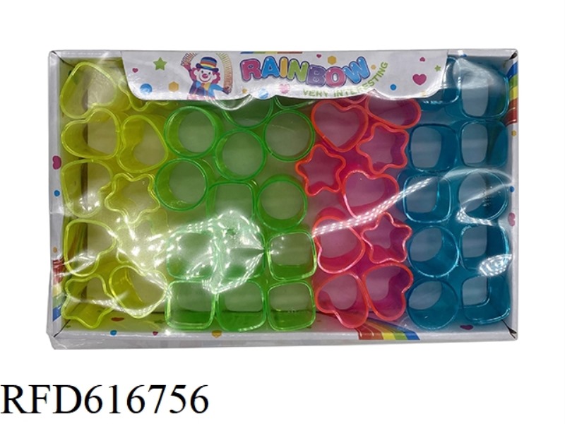 4 COLOR SOLID COLOR STRANGE SHAPE 3 MAGIC RAINBOW RING 45PCS