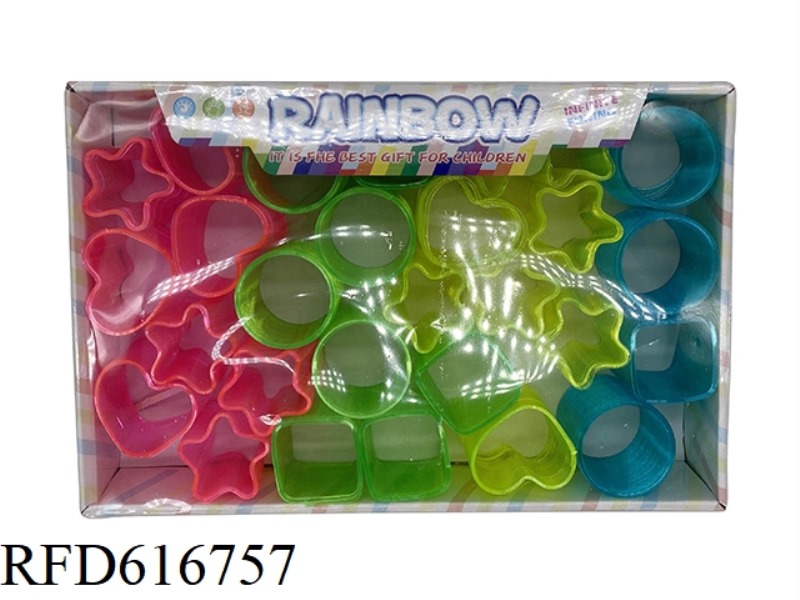 4 COLOR SOLID COLOR STRANGE SHAPE 4 MAGIC RAINBOW RING 28PCS