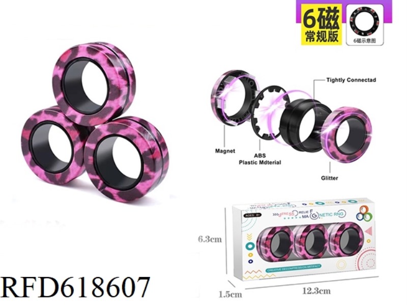 RED LEOPARD PRINT MAGNETIC RING DECOMPRESSION TOY