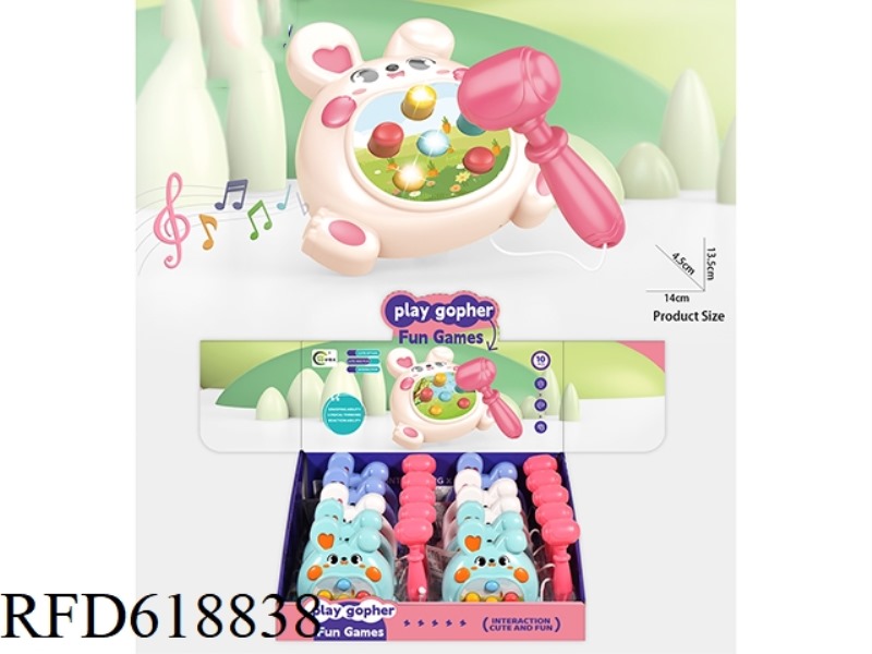 PUZZLE WHACK-A-MOLE WITH LIGHT MUSIC/RABBIT 10 PCS