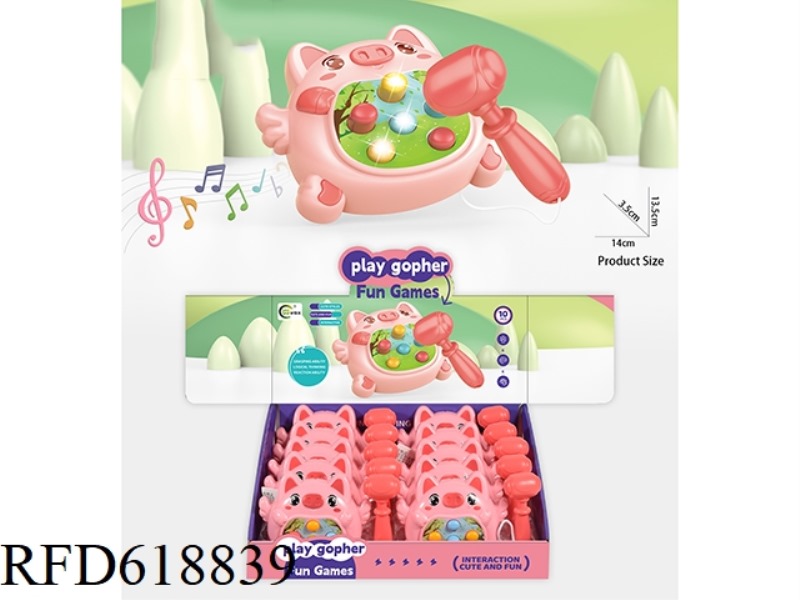 PUZZLE WHACK-A-MOLE WITH LIGHT MUSIC/PIG 10 PCS
