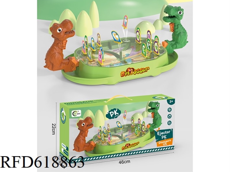 TWO DINOSAURS PLAYING MARBLES