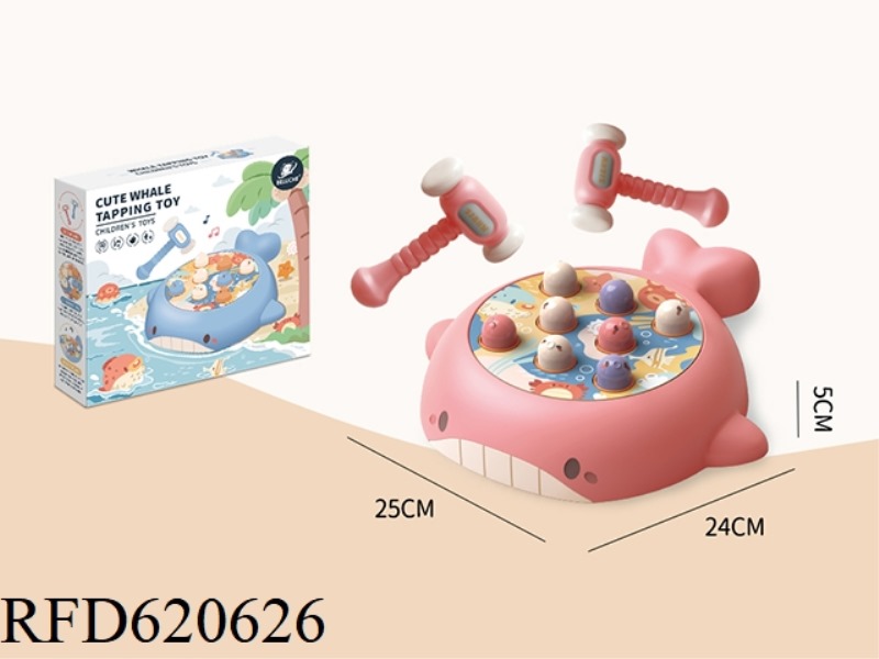 WHACK-A-MOLE WHALE (PINK) WITH DOUBLE HAMMER TAPE MUSIC