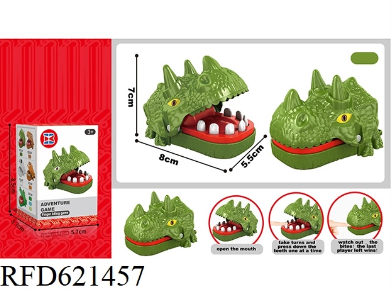 ENGLISH VERSION BITE HAND MINI GREEN TRICERATOPS WITHOUT CHAIN