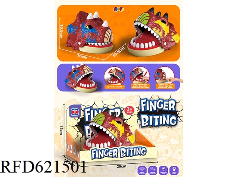 ENGLISH BITE HAND NUMBER SPRAY PAINT BROWN RED SIMULATION TRICERATOPS