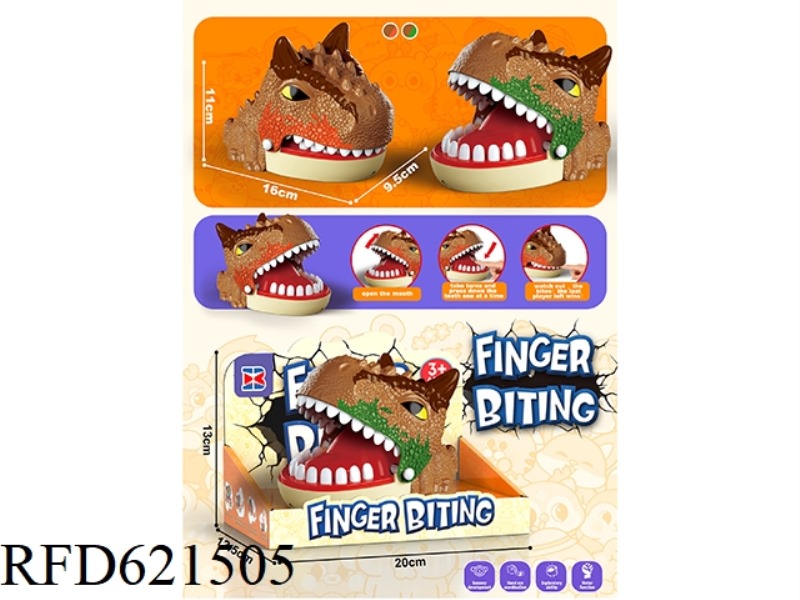 ENGLISH BITE HANDS NUMBER SPRAY PAINTED BROWN TOROSAURUS