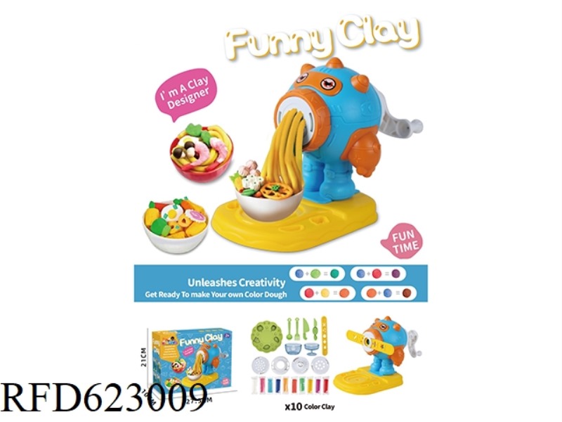 PAINTED CLAY MECHA NOODLE MACHINE SET