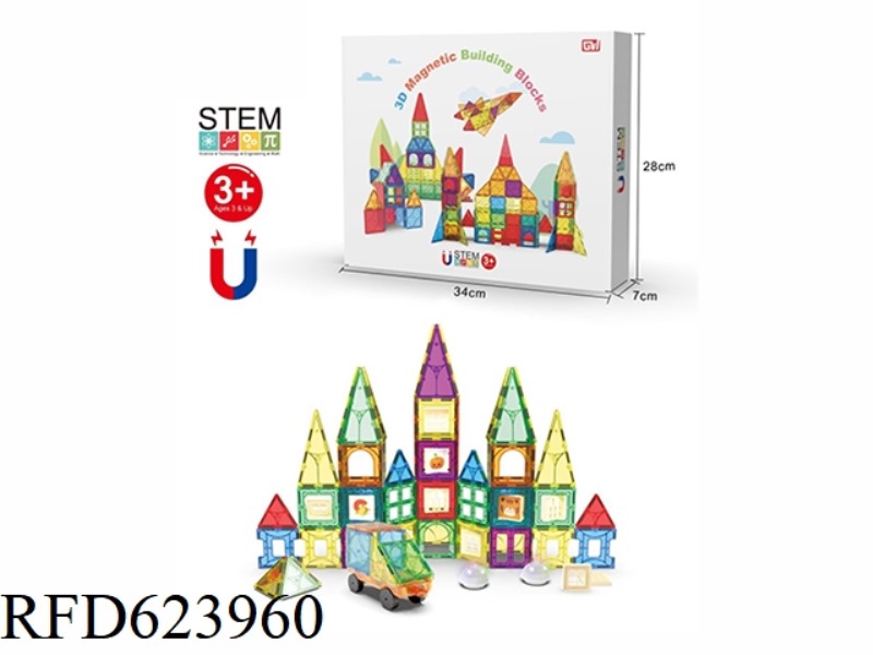 3D MAGNET COLOR WINDOW BUILDING BLOCKS (108PCS)