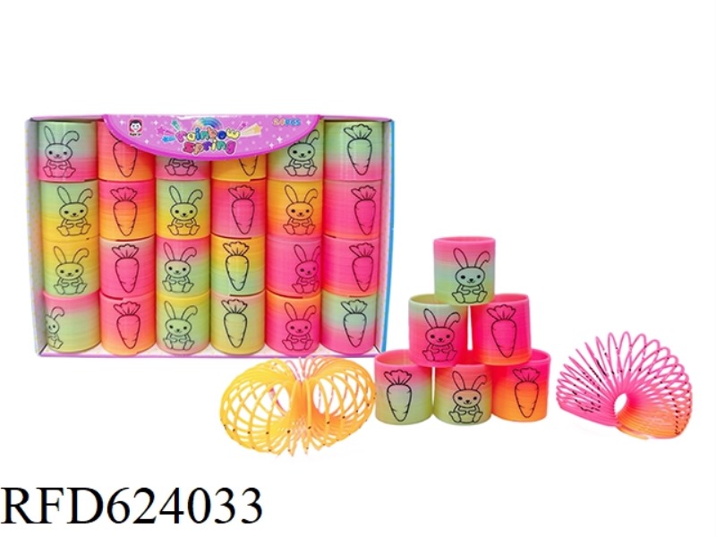 RABBIT RADISH PATTERN RAINBOW RING 24PCS