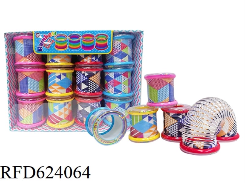 WHITE GEOMETRIC PATTERN BELL RAINBOW RING 12PCS
